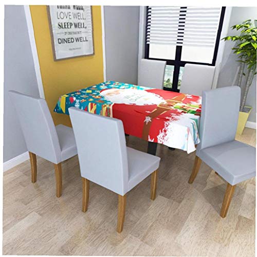 OMMO LEBEINDR Cubiertas de Estiramiento de Comedor, Spandex Patrón Lavable Tabla Cubierta del Protector de Santa Claus Mantel para Cocina Comedor Decoración de la Habitación 55"x55 1PC