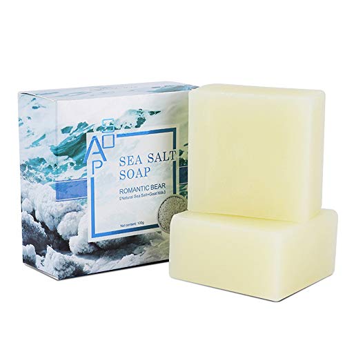 ONEWELL Sea Salt Soap, Goat Milk Soap, Soap Bar Natural with goat’s milk, Moisturizing Soap Bar for Face Body & Hand Cleansing, Cleaner Removal Pimple Pores Acne Remove Mites Skin Care