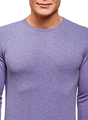 oodji Ultra Hombre Jersey Básico con Cuello Redondo, Morado, ES 52-54 / L