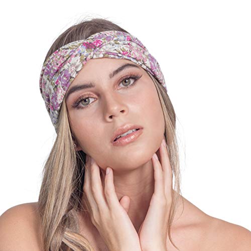 Osattia 4 Piezas Boho Diademas Cruzadas Con Nudos Para Mujer Turbante Bohemia Elástica De Estampado De Flores Cinta Para El Pelo