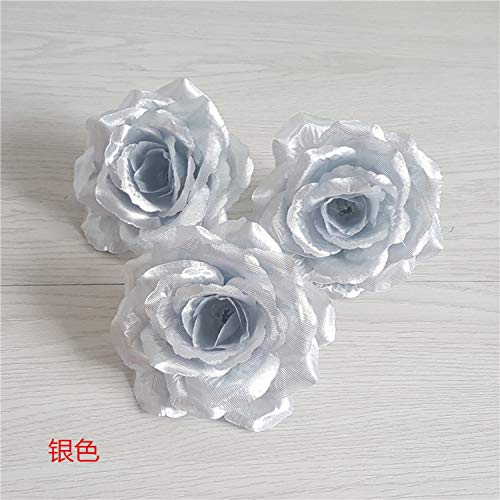 Oso Rosa con Caja de Regalo Azul Profundo 10 cm Rosas Artificiales Cabeza de Flor Boda Flor Decoración de la Pared Flores Falsas DIY Oso Rosa Artificiales-Oro-,