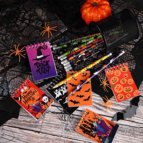 Outus 40 Piezas Cuaderno de Espiral Cuadernos de Halloween Calabaza Spiderweb Bat Vampire Lápices de Halloween para Regalo de Fiesta de Truco o Trato para Niños