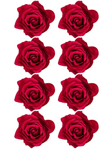 Outus 8 Piezas Pinzas de Pelo de Flor Rosa Clips de Pelo de Flor Hebillas de Pelo de Flor, Rojo