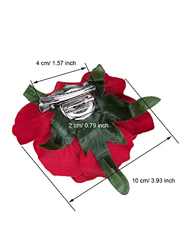 Outus 8 Piezas Pinzas de Pelo de Flor Rosa Clips de Pelo de Flor Hebillas de Pelo de Flor, Rojo