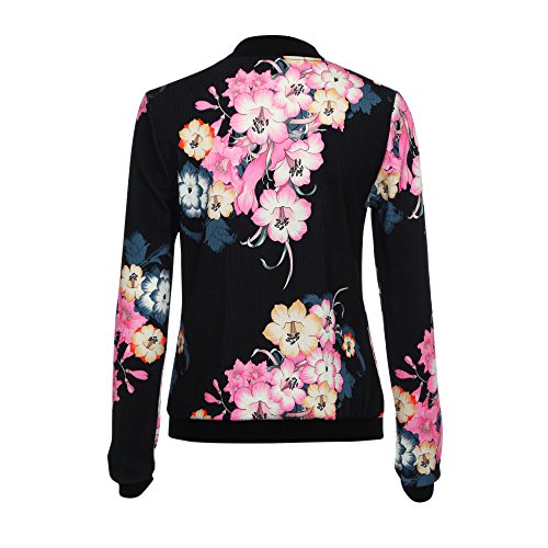 Overdose Las SeñOras De Las Mujeres De ImpresióN De Manga Larga Tops Blanco Cremallera Mejor Regalo De La Chaqueta Caliente Outwear Negro Tops Sueltas Top (S, C-Negro)