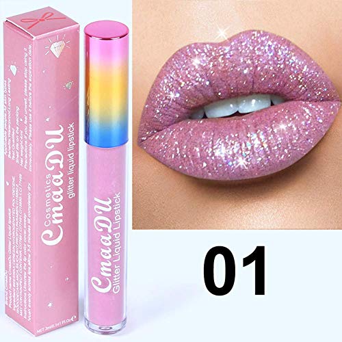 Ownest 6 color Brillo Labios Set líquido humectante labial de larga duración a prueba de agua diamante Conjunto de labios