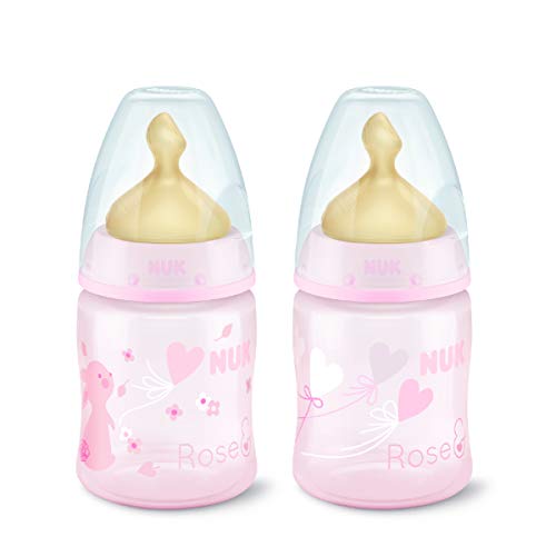 Pack Biberones NUK First Choice+ Rose&Blue de Látex. Color Rosa. 0 a 6 Meses. 150 ml. Polipropileno. Pack 2 unidades