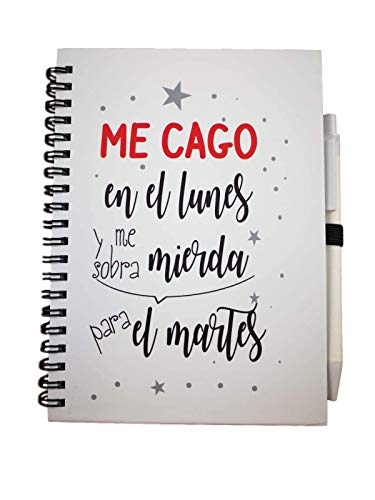 Pack DE LIBRETA Y Taza Frase ME CAGO EN LOS Lunes Y ME SOBRA Mierda para EL Martes Regalo Original