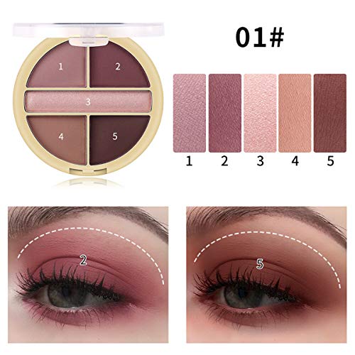 Paleta de sombras de ojos Paleta de maquillaje de 5 colores Eyeshadow Palette Brillo natural Mate Smokey Nudes Sombra de ojos en polvo Fácil de llevar