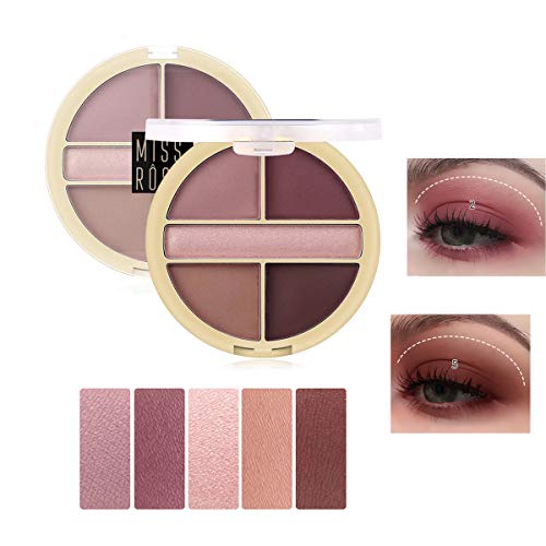 Paleta de sombras de ojos Paleta de maquillaje de 5 colores Eyeshadow Palette Brillo natural Mate Smokey Nudes Sombra de ojos en polvo Fácil de llevar