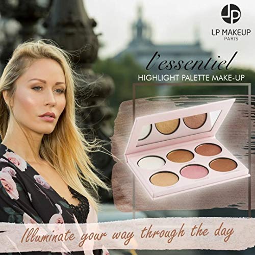 Palette Highlight y Contouring ”L’essentiel” de LP Makeup - 6 tonos glamour - Efecto de iluminación - Papel hecho a mano y espejo integrado