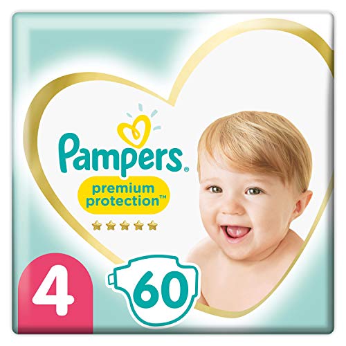 Pampers Premium Protection - Pañales, tamaño 4, 9 kg-14 kg, paquete doble (1 x 60 pañales)