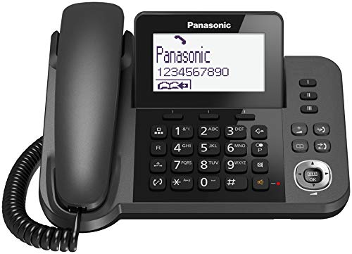 Panasonic KX-TF310 - Teléfono Fijo Inalámbrico con Supletorio Portátil (2 en 1, LCD, Teclas Grandes, Agenda de 100 Números, Bloqueo de Llamadas, Modo ECO, Reducción Ruido, Manos Libres) Color Negro