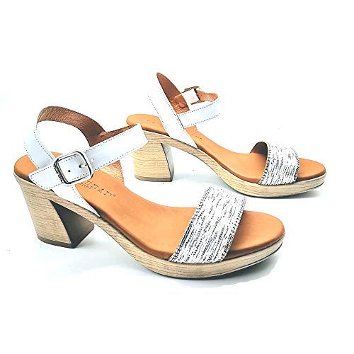 PAULA URBAN - Sandalias Vestir - Cuero para: Mujer Color: Trenza-Bangla/Blanco Talla: 41