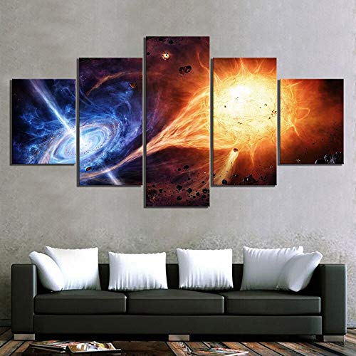 PEKSLA 5 Piezas Obra de Arte Lienzos Pinturas Espacio Exterior fantasía Agujero Negro  Impresiones en Lienzo decoración para la Pared del hogar