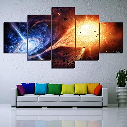 PEKSLA 5 Piezas Obra de Arte Lienzos Pinturas Espacio Exterior fantasía Agujero Negro  Impresiones en Lienzo decoración para la Pared del hogar