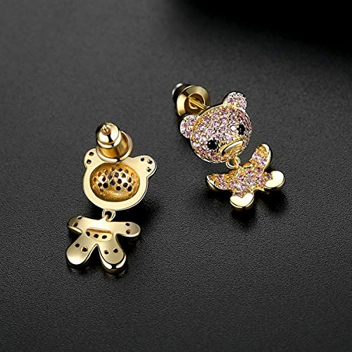 Pendientes Colgantes Románticos De Oso De Color Dorado Para Chicas Lindas, Fiesta De Citas, Pavimentado, Micro Cz, Joyería De Moda Animal, Regalos