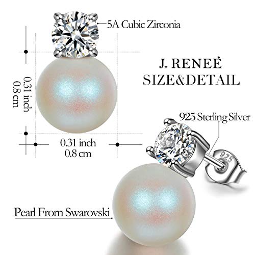 Pendientes Mujer, Plata de Ley 925, Perlas Blanca de Swarovski, Joyas para Mujer, Pendientes Mujer plata, Regalos para Mujer, Joyeria Mujer