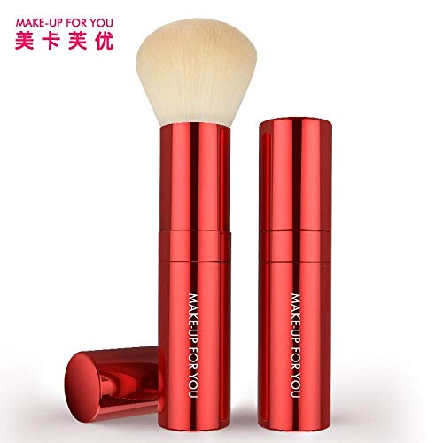 Pincel de rubor portátil retráctil con tapa Pincel de maquillaje de polvo suelto (pincel de color de miel herramienta de pincel de maquillaje) Pincel telescópico Rosa Pincel de 5 ojos, Rojo de Armani