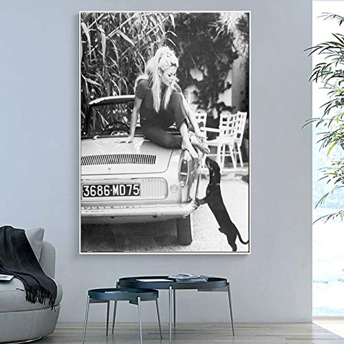 Pintura sobre lienzoFoto de Modelo Famoso en Blanco y Negro Lienzo ng Carteles e Impresiones de Moda Vintage Cuadros Wall Art Picture for Living Room