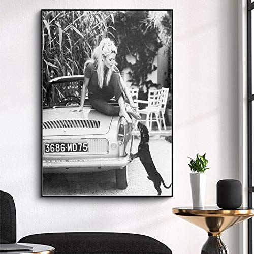 Pintura sobre lienzoFoto de Modelo Famoso en Blanco y Negro Lienzo ng Carteles e Impresiones de Moda Vintage Cuadros Wall Art Picture for Living Room