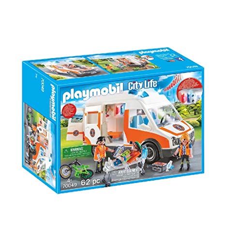 PLAYMOBIL City Life Ambulancia con Luces y Sonido, A partir de 4 años (70049)