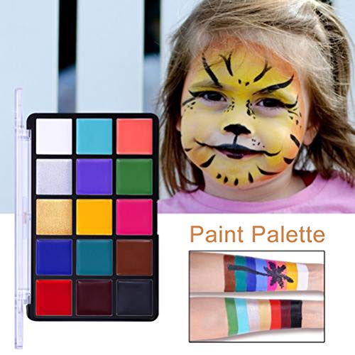 Poxcap 15 colores pintura corporal pintura facial al óleo paleta de maquillaje disfraces de Halloween Cosplay fiestas festivales pintura herramienta de arte a base de