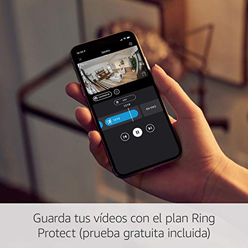 Presentamos la Ring Indoor Cam, cámara de seguridad compacta, con alimentación por cable, HD, comunicación bidireccional, compatible con Alexa | Incluye 30 días gratis del plan Ring Protect | Negro