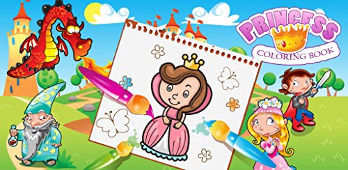 Princesa libro para colorear para los niños, juego de colorear para chicas, guardería y las niñas pequeñas en edad preescolar, los niños de todas las edades. Bellas imágenes de princesas, caballeros, castillos, unicornio, caballo, corazón.