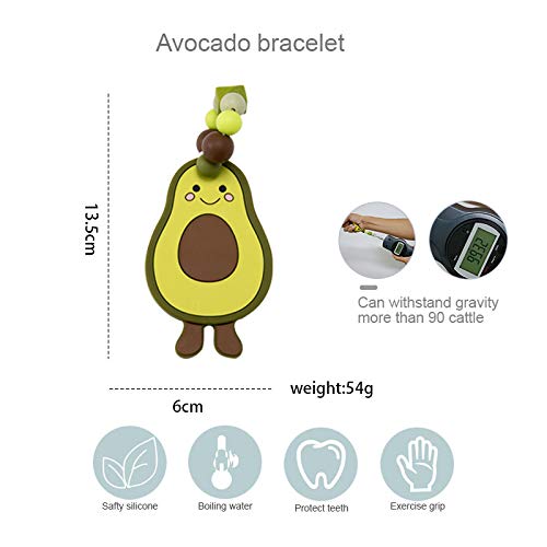 Promise Babe Mordedor de silicona Ayuda para la dentición del bebé Cuentas de silicona Juguetes para la dentición del aguacate Juguetes para el sonajero Dentición Pulsera de silicona BPA gratis