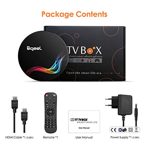 【Promoción】 Android TV Box - Bqeel Android 10.0 TV Box 4GB+64GB Amlogic S905X2 Quad Core Arm Cortex A53 con Dual-WiFi 2.4GHz/5.8GHz, BT 4.0, 4K*2K UHD H.265, USB 3.0 Smart TV Box