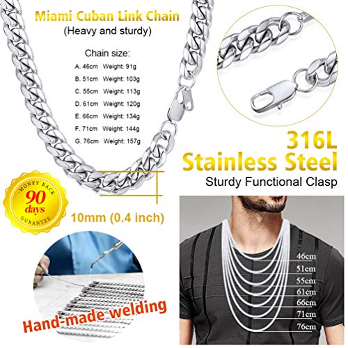 PROSTEEL Joyas Hombre Cadena de Acero Inoxidable Collar Hombre Cadena de Cubana Brillo Regalo para Hombre Regalo de año Nuevo