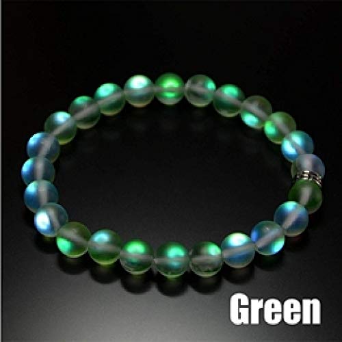 Pulsera De Cuentas Cristal Cristal Moonstone Energy Crystal Difusor Elástico Healing Reiki Green Chakra Elastic Yoga Brazalete De Ágata Aceite Esencial Joyas para Mujeres Hombres Unisex