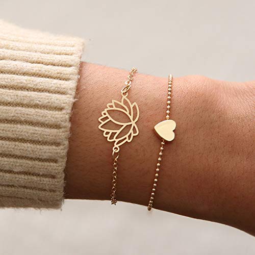 Pulsera Nuevo Simple Personalidad Femenina Hollow Lotus Gold Bracelets Christmas Bangle Gift para Mujeres Regalo De Joyería