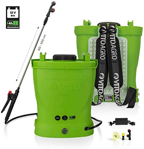 Pulverizador de batería VITO de 12 V, 16 l y 6 bares, con autonomía de 4 h y cargador, ideal para plantas, tejados y jardín