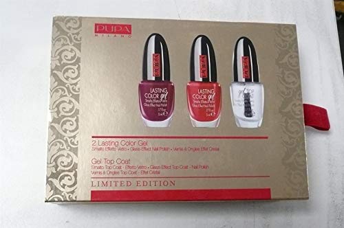 Pupa Milano 002 Lasting Color Nail Polish Plus Gel Top Coat Set Of 3