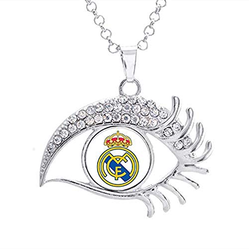 pyongjie 16Mm Inter Liverpool Madrid Juventus FC Barcelona Equipo Foto Botón a presión de Cristal Collar con Forma de Cristal Blanco