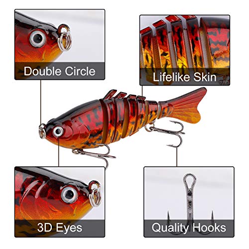 QIMEI-SHOP Señuelo Pesca Artificial Cebo Multi Articulado Wobbler Spinning Swimbait con Ganchos de Agudos Duro para Lucioperca Perca Amarilla Roach Trout 2 Piezas