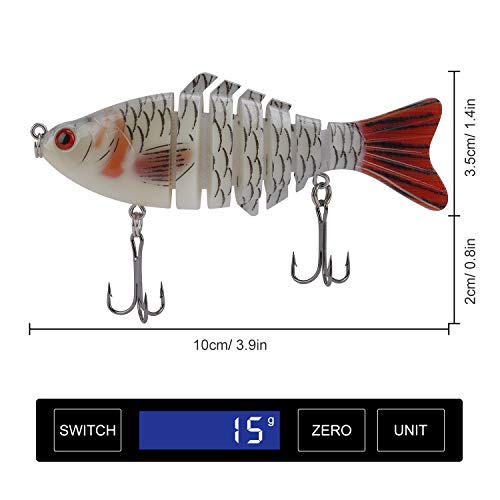 QIMEI-SHOP Señuelo Pesca Artificial Cebo Multi Articulado Wobbler Spinning Swimbait con Ganchos de Agudos Duro para Lucioperca Perca Amarilla Roach Trout 2 Piezas