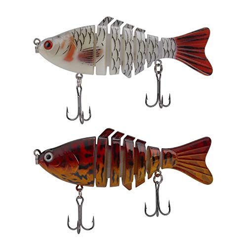 QIMEI-SHOP Señuelo Pesca Artificial Cebo Multi Articulado Wobbler Spinning Swimbait con Ganchos de Agudos Duro para Lucioperca Perca Amarilla Roach Trout 2 Piezas