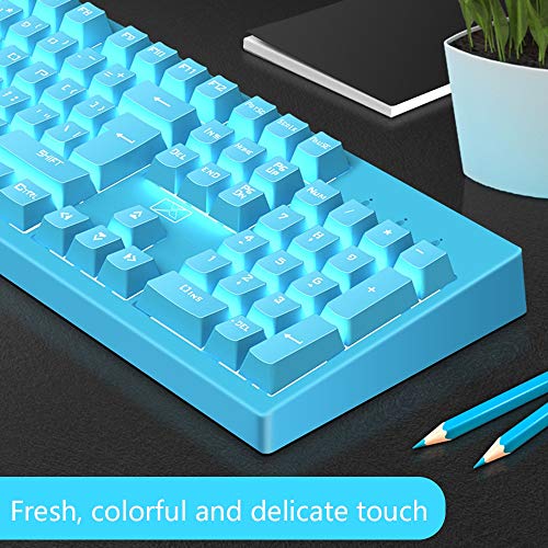 QOUP Gaming Keyboard mecánica, Wired Keyboard 104 Teclas 26 Teclas No Hay conflicto PBT mecánica sensación de Juego USB para Juegos y mecanografía,Rosado