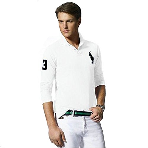 Ralph Lauren Polo de Manga Larga Big Pony Custom Fit (L, Blanco)