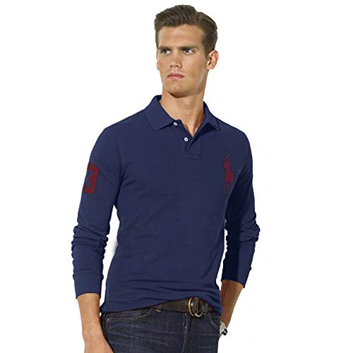 Ralph Lauren Polo de Manga Larga Big Pony Custom Fit (S, Azul Marino)