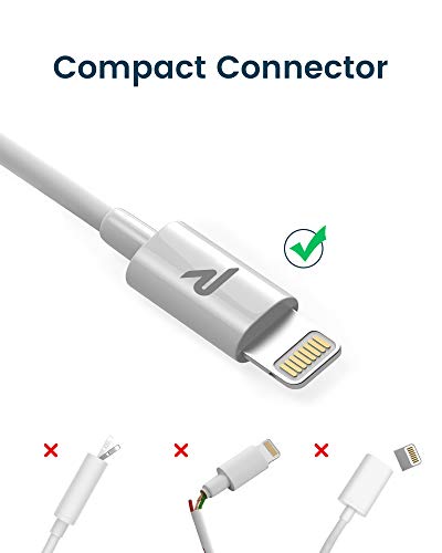 Rampow Cargador iPhone 2M Cable Lightning - [Apple MFi Certificado] - Garantía de por Vida - Cable iPhone Cargador Apple para iPhone XS MAX RX X 8 Plus 7 Plus 6S 6 Plus 5 5S 5C SE iPad - Blanco