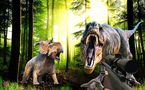 Real Jurassic Dino Hunter FPS Shooting 2019: Volcán jungla dinosaurio pistola disparos juegos de supervivencia batalla depredador glaciar raptor agujero negro balsa batalla refugio zona