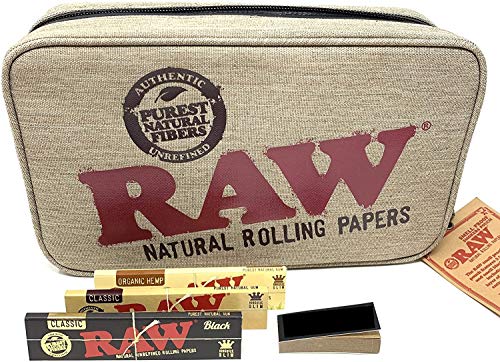 Reds Exclusive RAW Smell Proof Smokers Pouch with [3 Pack + 1 Tip Card Books] Extra Fine, King Skins Smoking Papers (Large)