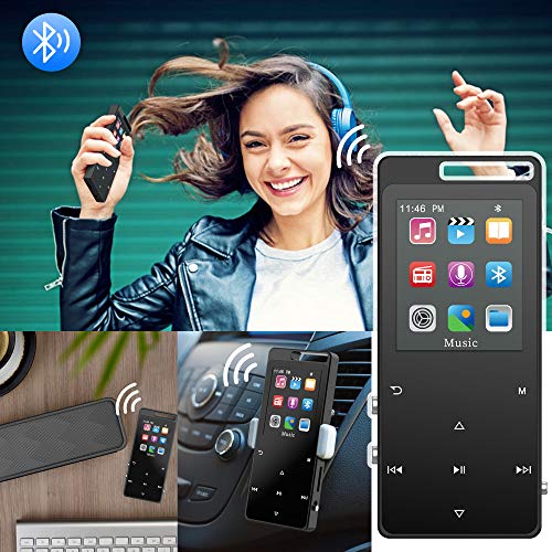 Reproductor MP4 Bluetooth 8 GB,TESECU MP3 Player MP3 Bluetooth Deportivo Cuerpo Efecto Espejo Botón Táctil Radio FM y Reproducción de Video,Grabarora de Voz Soporte hasta 128GB