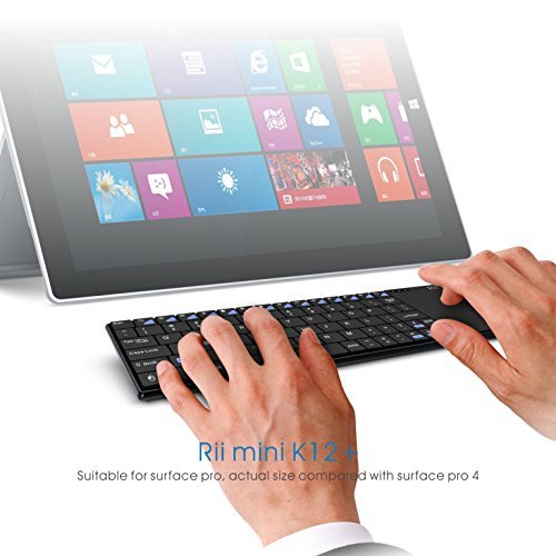 Rii K12 Mini - Teclado con touchpad (WiFi 2.4 GHz, USB, Acero Inoxidable), Color Negro - QWERTY Español