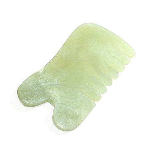 Rikey Natural Jade Stone Guasha Board Comb Shape Massage Healthy Beauty Tool