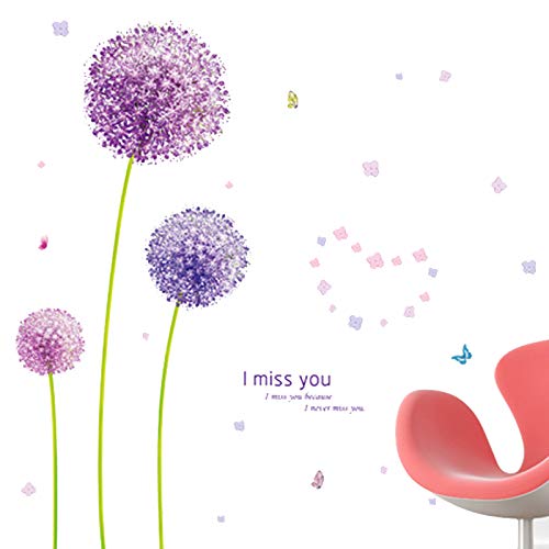 Romántico lila, diente de león, adhesivo decorativo para pared, rosa, amor, decoración principal, decoración de fondo, decoración de pared, 50 x 70 cm4